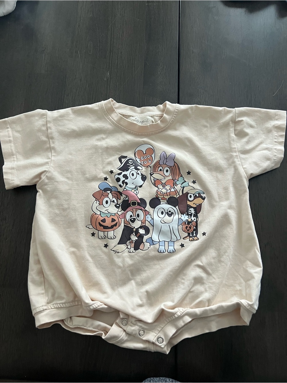Kids Halloween Bluey Graphic Short Sleeve Bodysuit - Cream